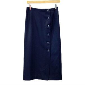 Delicia Vintage 100% Wool Full Button Blue Women’s Midi Straight‎ Size 8